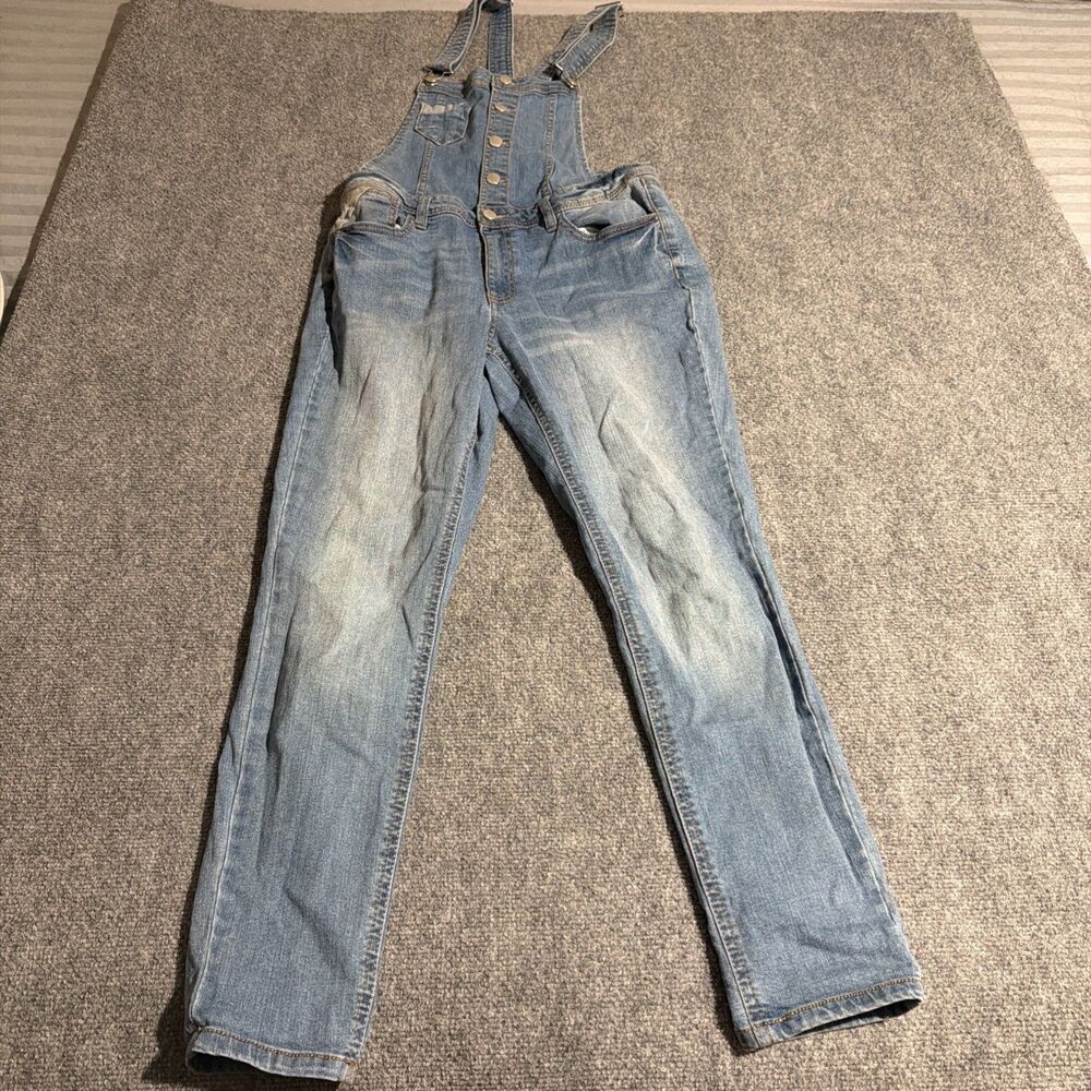REFUGE Denim Overalls Jeans Womens Juniors Size Large Pockets Casual 100% Cotton